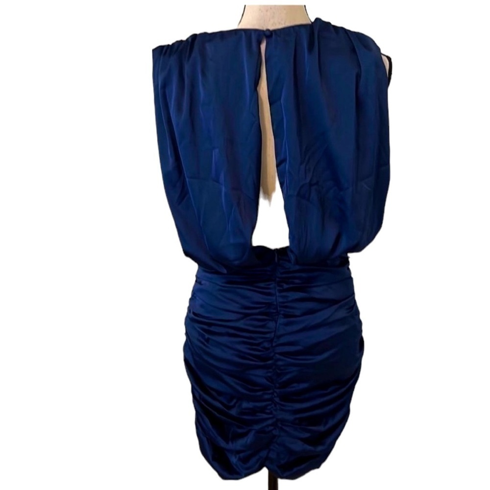 Fashion Nova All Ruffled Up Low V Sleeveless Mini Dress-Navy Medium NWT - Picture 4 of 10